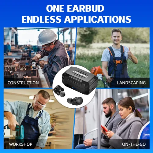 Miniatura 7 de PROHEAR EP03 - Auriculares Bluetooth de Protección Auditiva - OSHA 25dB NRR, Verdaderamente Inalámbricos, Resistente con 2 Micrófonos ENC