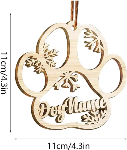 Miniatura 7 de Adorno de Navidad de pata de perro, adornos personalizados, copos de nieve cortados con láser para árbol de Navidad, adorno de pata de perro