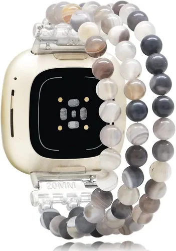 C&L Accessories Pulseras compatibles con bandas Fitbit Versa 3/Versa 4/Fitbit Sense 2/Bandas Sense para mujeres y hombres con cuentas de piedras