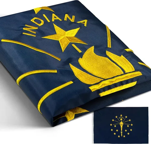Miniatura 9 de Anley Fly Breeze - Bandera del estado de Indiana de 3 x 5 pies, color vivo y a prueba de decoloración, cabecera de lona y doble costura, banderas