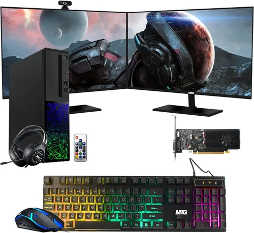 Miniatura 13 de TechMagnet PC de escritorio para juegos, Intel i5 6ª generación, Galaxy, 16 GB de RAM, SSD de 1 TB, nuevo monitor dual MTG de 24 pulgadas, RX 550