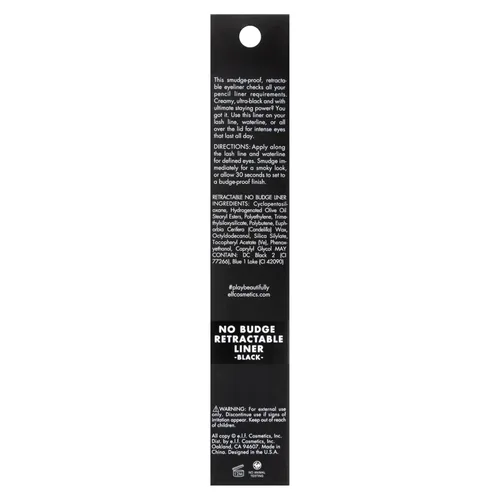 Miniatura 8 de e.l.f. Delineador de ojos retráctil No Budge, cremoso, ultra pigmentado e impermeable, crea líneas atrevidas y definidas, vegano y libre de Negro