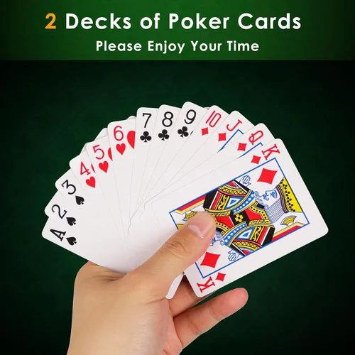 Miniatura 3 de ORIENGEAR Juego de fichas de póquer con denominaciones, viene con 500 fichas de casino compuestas de arcilla de 0.49 oz, 2 cartas, funda de aluminio