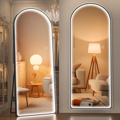 Miniatura 15 de Hasipu Espejo de Cuerpo Completo de 55" X 18" con Luces, Espejo LED de Cuerpo Completo con Marco Blanco en Arco y 3 Temperaturas de Color y Brillo