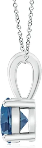Miniatura 2 de ANGARA Collar con colgante solitario de topacio azul natural de Londres para mujeres, niñas en cadena de plata de ley (grado A tamaño-0.197 in)