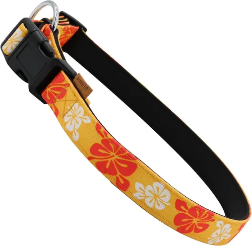 Miniatura 28 de Collar de perro, bonito patrón floral, collar suave y ajustable con hebilla de liberación rápida (S (cuello 11-18 pulgadas, ancho 5/8 pulgadas)