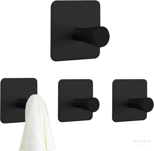 Miniatura 11 de Ganchos adhesivos para colgar, 4 unidades, ganchos para toallas para baño, ganchos adhesivos para paredes sin daños, gancho adhesivo
