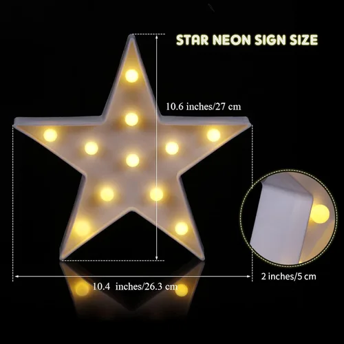 Miniatura 2 de Tarpop 2 piezas de luz nocturna de plástico con forma de estrella, funciona con pilas, luz LED de marquesina, lámpara de pared para sala de cine