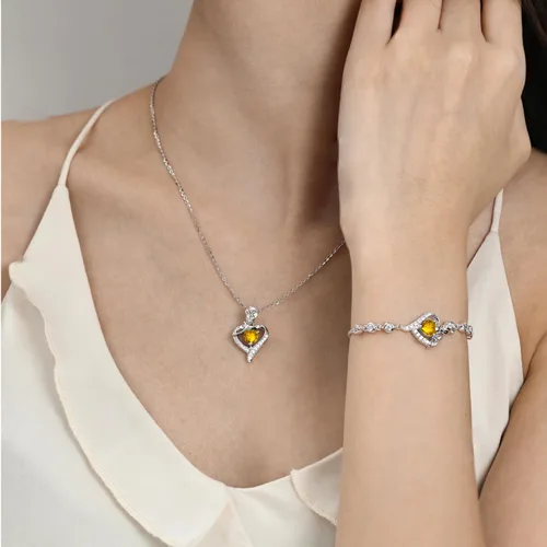 Miniatura 2 de AGVANA Birthstone Bracelet Christmas Gifts for Women Sterling Silver Genuine or Created Gemstone Tennis Bracelet Rose Flower Heart Jewelry