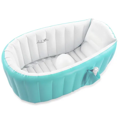 Miniatura 7 de Bañera inflable para bebé con bomba de aire, bañera para bebé, bañera para niños pequeños, lavabo de ducha plegable para recién nacido, bañera