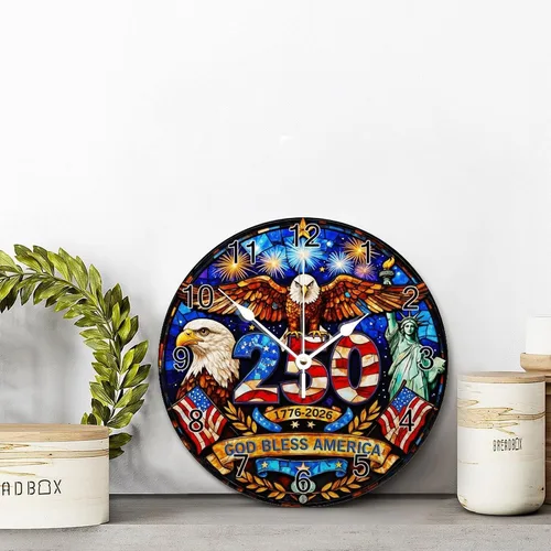 Miniatura 2 de ArogGeld 1776-2026 of Freedom Wall Clocks Battery Operated 10 Inch Silent 250 Anniversary USA American Patriotic Desk Clock Wall Art Farmhouse Home