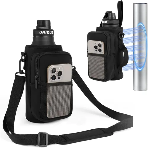 Bolsa magnética de gimnasio para hombres y mujeres con 5 imanes fuertes, soporte para botella de agua con bolsillos para teléfono y correa,