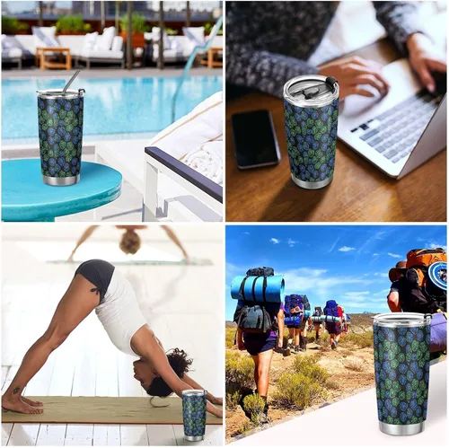 Miniatura 7 de Plant Green Monstera Deliciosa Stainless Steel vacuum insulated water bottle with Straw Leak Resistant Flip travel coffee mug for outdoor reusable