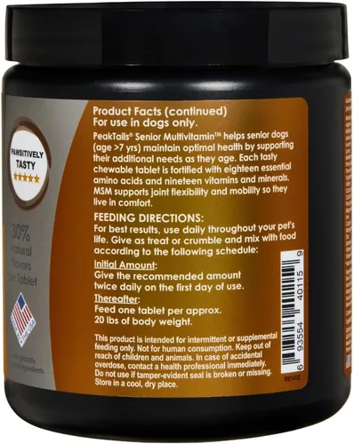 Miniatura 3 de Multivitamínico senior para perros – 150 tabletas con MSM, superóxido dismutasa, vitamina C y 19 nutrientes esenciales – Apoya la salud