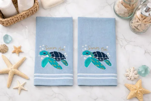 Miniatura 28 de Serafina Home Toallas de mano náuticas para huéspedes: Coastal Love Anchors The Soul, 2 piezas suaves y absorbentes