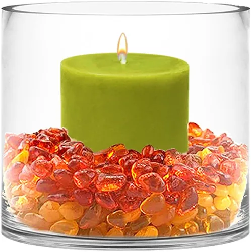 Miniatura 8 de CYS Excel Jarrón cilíndrico de vidrio – 7 pulgadas de ancho x 6 pulgadas de alto Mejor para velas de pilar de 3 pulgadas y velas flotantes