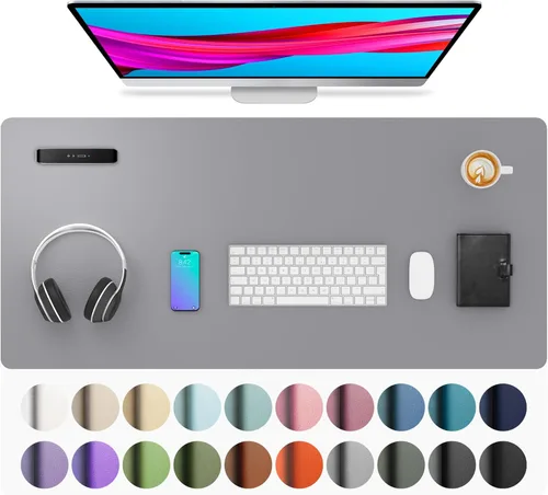 Miniatura 32 de Aothia - Protector de escritorio de cuero sintético, base para mouse, superficie antideslizante e impermeable para escribir y para laptop