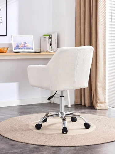 Miniatura 4 de Silla de oficina para el hogar de piel sintética moderna, silla de tocador elegante tapizada para chicas adolescentes, silla de escritorio