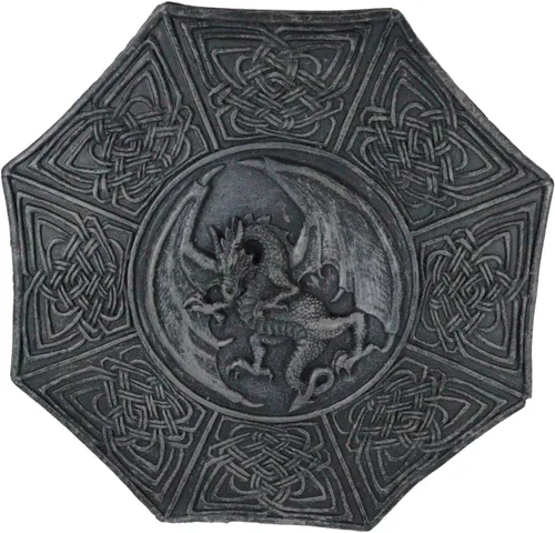 Ebros Gift Nudo celta Bahamut Dragón alado gigante decorativo octágono baratija figurita medieval renacentista alada Alquimia mágica fantasía