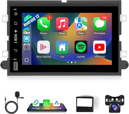 Leadfan Radio de coche Android para Ford F150/F250/F350 2004-2016, pantalla de 7 pulgadas estéreo de coche con CarPlay inalámbrico Andriod Auto GPS