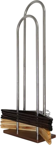 Apilador de perchas, estante de almacenamiento de madera y acero inoxidable, grande (32.7 pulgadas de alto), organizador de armario y lavandería