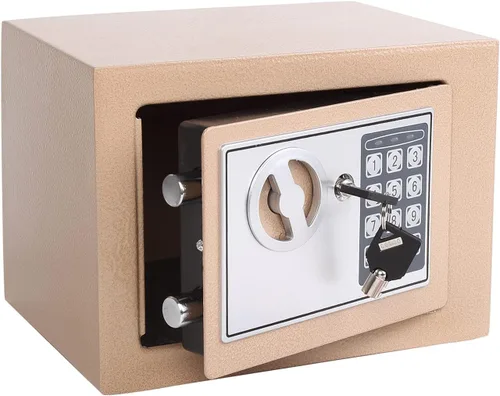 Yuanshikj Caja Fuerte Digital Electrónica de Lujo con Llave y Cerradura de Teclado para Hogar Oficina Hotel Negocio Joyería Arma Efectivo Amarillo