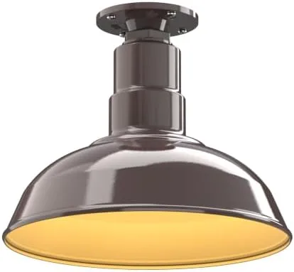 Miniatura 100 de Steel Lighting Co. El Segundo - Lámpara de granero Colgante montado en el techo Domo de 12 pulgadas Vástago de 12 pulgadas Luz de acero