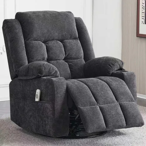 Miniatura 9 de Ketaiyou Silla reclinable giratoria eléctrica para adultos con masaje y calor, puertos USB y tipo C, posición infinita, sillón reclinable eléctrico