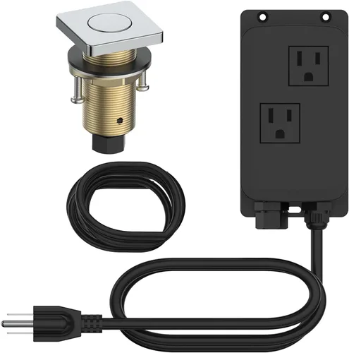 Miniatura 6 de KANARY Kit de interruptor de aire cuadrado de eliminación de basura, botón de latón para triturador de desechos, seguro para manos mojadas y Níquel