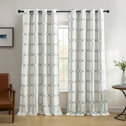 Miniatura 7 de Elrene Home Fashions Kaiden - Cortina geométrica de oscurecimiento de habitación, panel único, 52" ancho x 84" largo (1 panel), negro