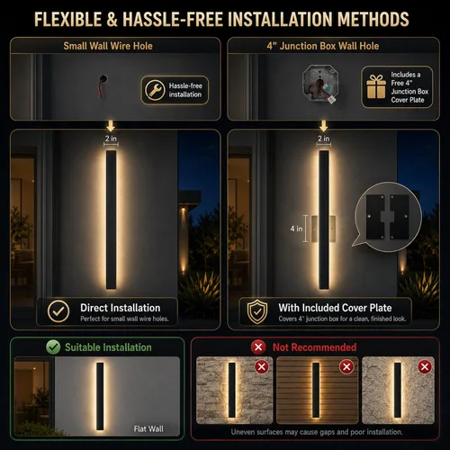 Miniatura 3 de Paquete de 2 luces de pared para exteriores de 39 pulgadas, montaje en pared, aplique moderno para exteriores, iluminación exterior lineal larga LED