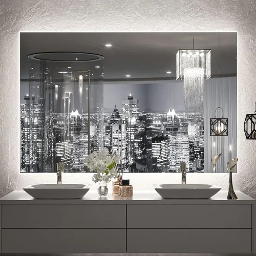 Miniatura 13 de TETOTE - Espejo retroiluminado para baño con luz, botón táctil regulable y función antivaho (horizontal o vertical)