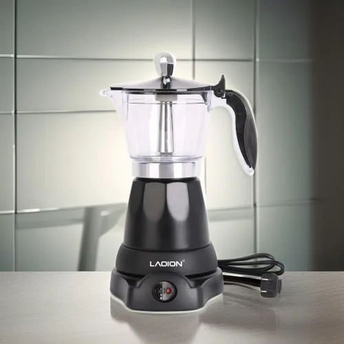 Miniatura 5 de LAOION Cafetera Cubana, Cafetera Eléctrica de Espresso de 6 u 3 Tazas, Cafeteras Eléctricas Modernas Portátiles, Cafetera Moka Eléctrica con Base