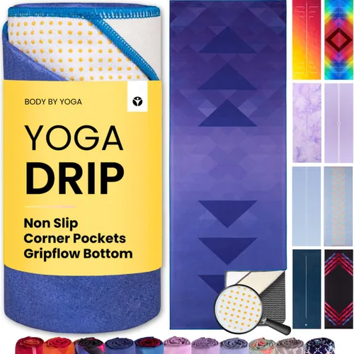 Miniatura 13 de Toalla de yoga con agarre de yoga, toalla antideslizante para esterilla de yoga caliente con bolsillos en las esquinas, agarre antideslizante