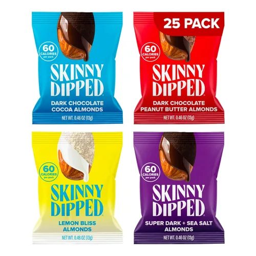 Miniatura 10 de SkinnyDipped Lemon Bliss - Almendras cubiertas de yogur, aperitivo saludable, proteínas vegetales, sin gluten, 0.46 onzas (paquete de 24)