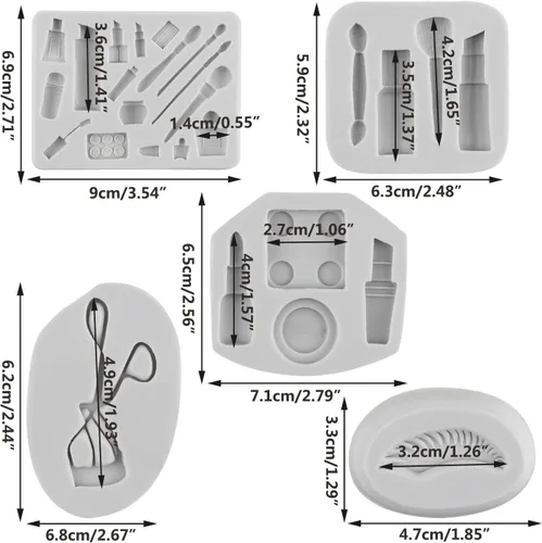 Miniatura 2 de Sijiangmold Herramientas de maquillaje, moldes de silicona, lápiz labial, botella de perfume, sombra de ojos, rizador de pestañas, molde