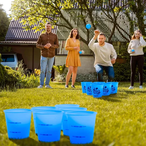 Miniatura 5 de ropoda Juego de pong gigante para patio, juegos de patio con cubos y bolas duraderos, juego al aire libre con bolsa de transporte para la playa