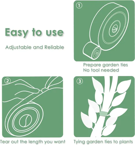 Miniatura 3 de Corbata de jardín con correa verde que soporta plantas suaves con las plantas, diseño precortado, rasgable, reutilizable, resistente, multiusos