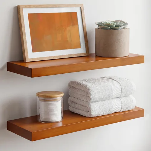 Miniatura 34 de Homeforia Estante flotante blanco de 48 pulgadas, estantes flotantes de madera maciza de alta gama de 48 pulgadas de largo para montaje en pared