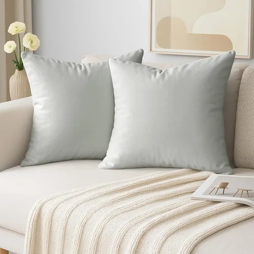 Miniatura 32 de Thmyo - Paquete de 2 fundas de almohada de algodón sólido decorativas cuadradas, fundas de almohada DIY, fundas de almohada en blanco