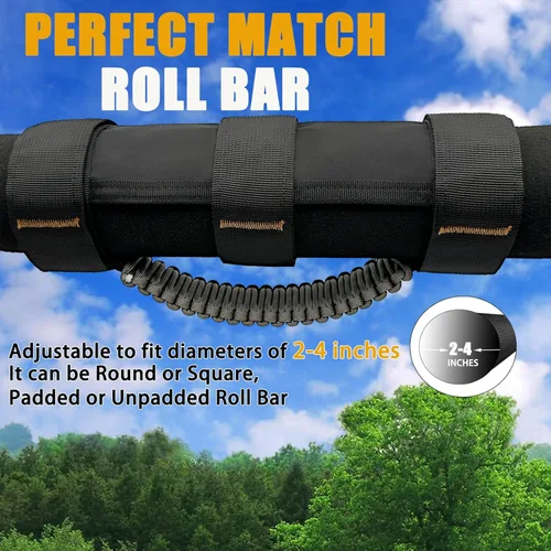 Miniatura 5 de Asas de Agarre de Paracord para Jeep, Paquete de 2, Asas de Agarre de Barra Enrollable para Jeep Wrangler para JK TJ JL CJ YJ JKU JLU y Gladiator