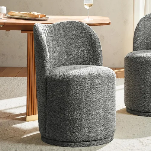 Miniatura 13 de HULALA HOME Boucle Silla de comedor giratoria – Sillas de cocina de barril tapizadas de sherpa con rotación de 360 grados, silla de tocador moderna