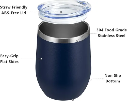 Miniatura 5 de MEWAY Vaso de vino de 12 onzas de colores mixtos, regalos a granel para mujeres, taza de viaje de acero inoxidable al vacío con tapa, vaso de vino