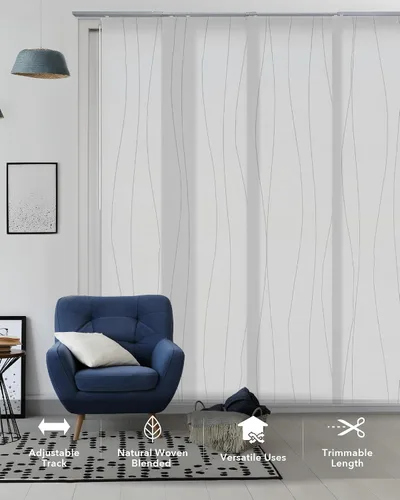 Miniatura 2 de GoDear Design Persianas de panel deslizante ajustable, persianas verticales blancas, pista extensible de 45.8 a 86 pulgadas de ancho, cortinas
