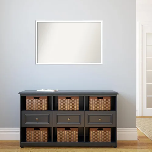 Miniatura 681 de Amanti Art Espejo de baño blanco para sobre el fregadero, 32 x 45 pulgadas, espejo de tocador rectangular blanco esbelto, marco de madera moderno
