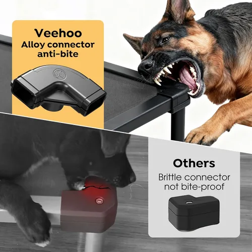 Miniatura 2 de Veehoo Cama elevada para perros a prueba de masticaciones, catre elevado duradero para mascotas con tapete impermeable relleno de algodón de Gris