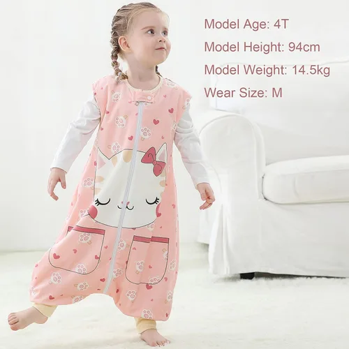 Miniatura 7 de MICHLEY Manta unisex para bebé, saco de dormir sin mangas con pies, gato, 1-3T