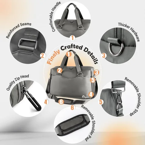 Miniatura 5 de Gryme Pequeña bolsa de gimnasio con compartimento para zapatos y bolsillo húmedo, mini bolsa de lona de 15 pulgadas para hombres y mujeres, pequeña