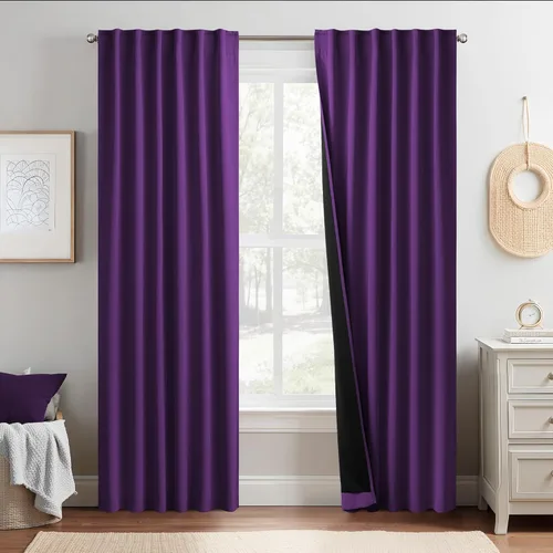 Miniatura 50 de NICETOWN Paneles de cortinas totalmente opacas para dormitorio que reducen el frío, cubiertas de ventana súper gruesas aisladas, cortinas Biscotti