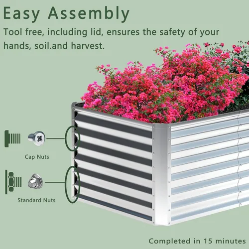 Miniatura 7 de 2 camas de jardín elevadas galvanizadas de 4 x 2 x 1 pies, macetas elevadas, caja de jardín de metal, planta grande para plantar al aire libre, cama